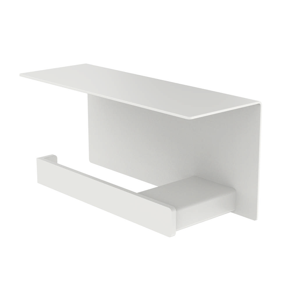 Toilet roll holder with a shelf, left-oriented